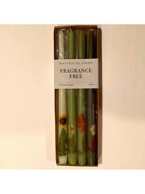 Taper Candles With Pressed Flowers Set Of 4 New In Box